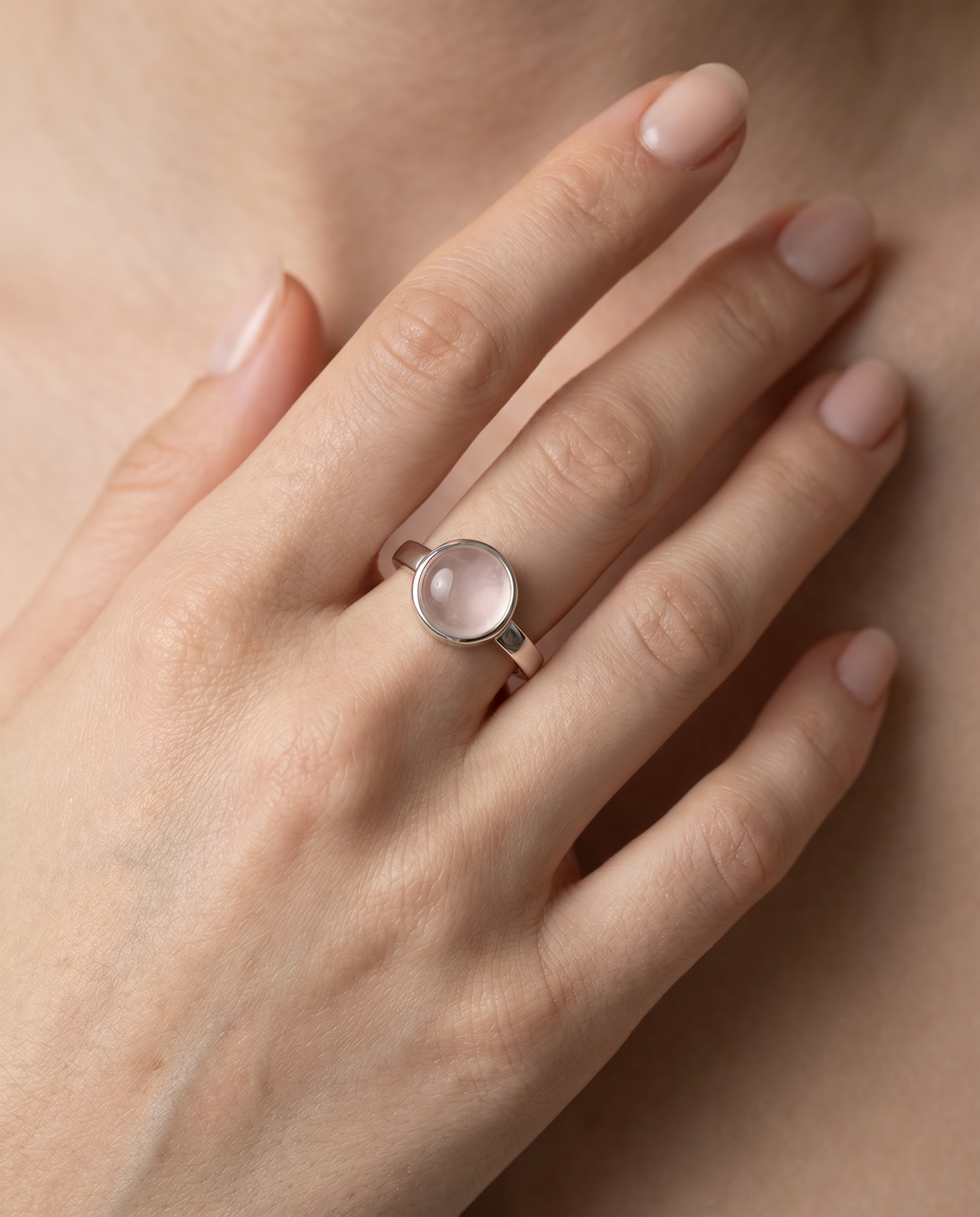 Rozenkwarts Ring in edelstaal