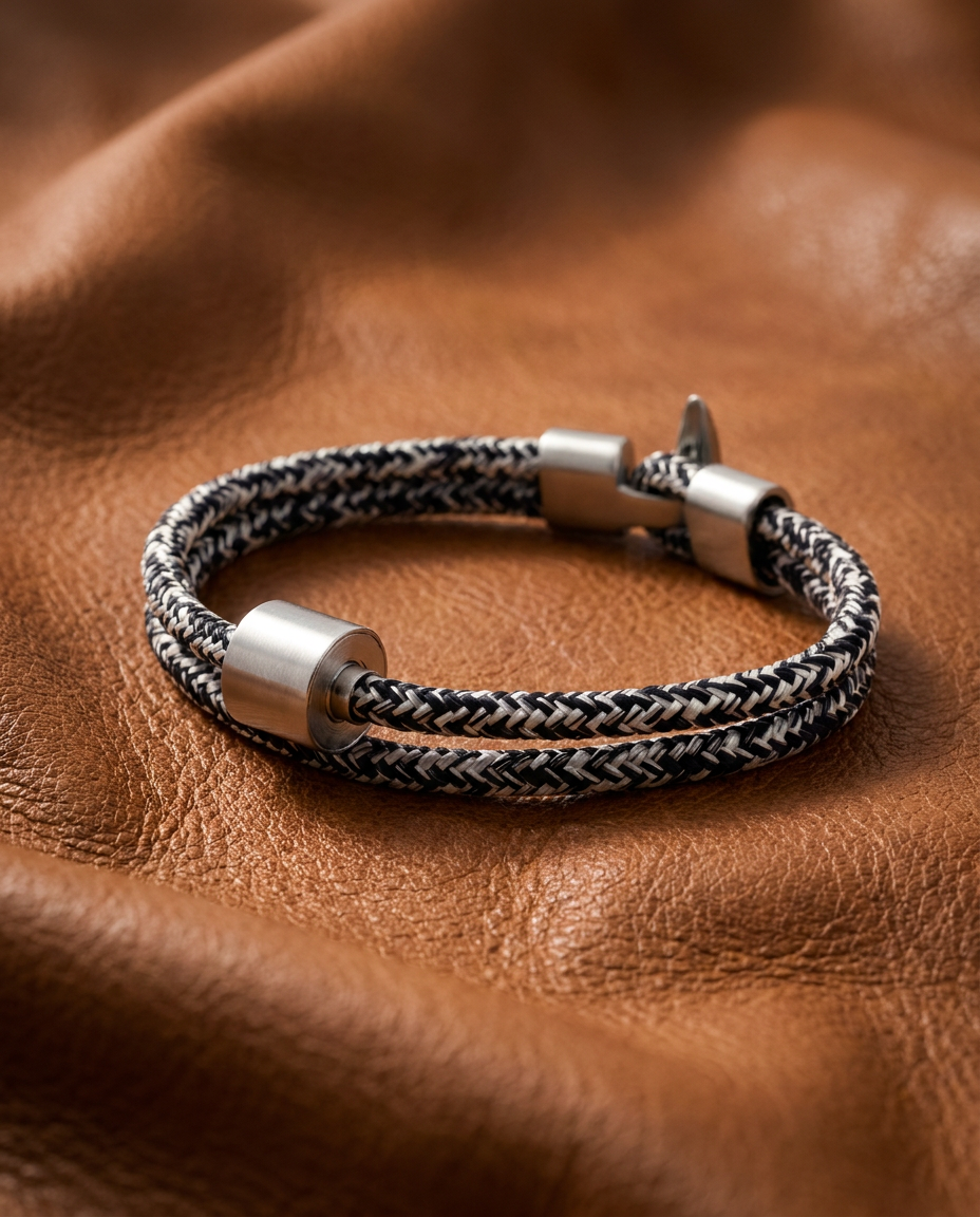 Jeans Koord Armband in edelstaal