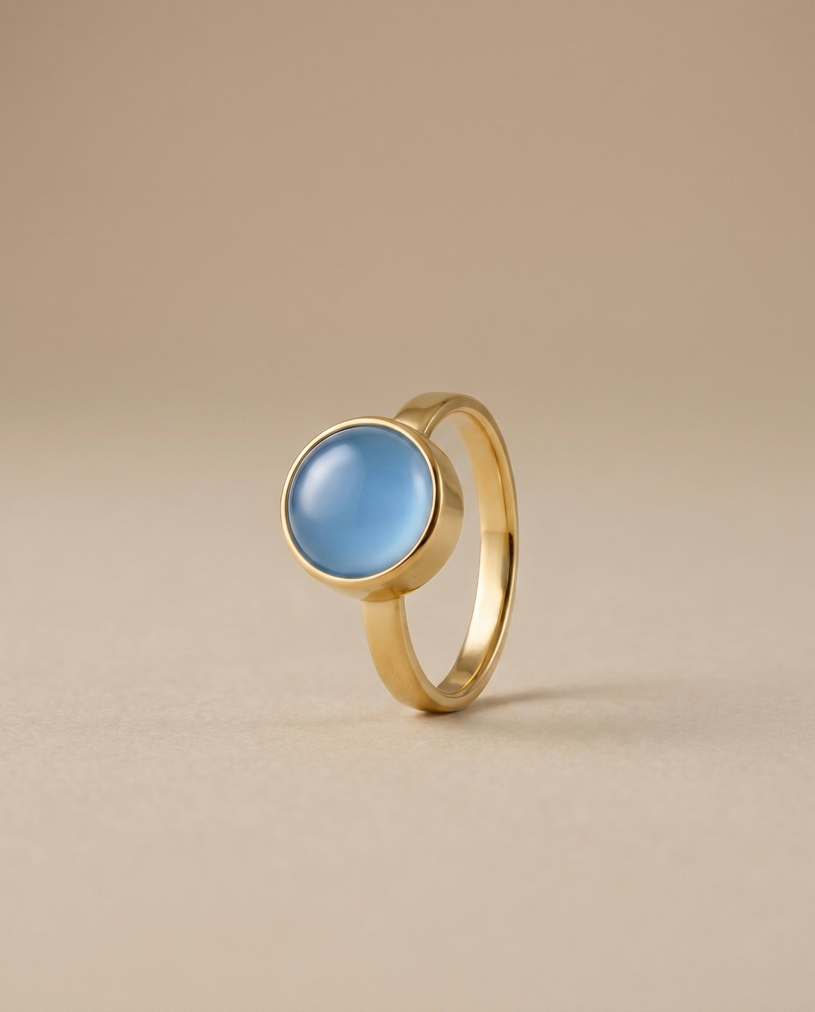 Blauwe Agaat Ring verguld