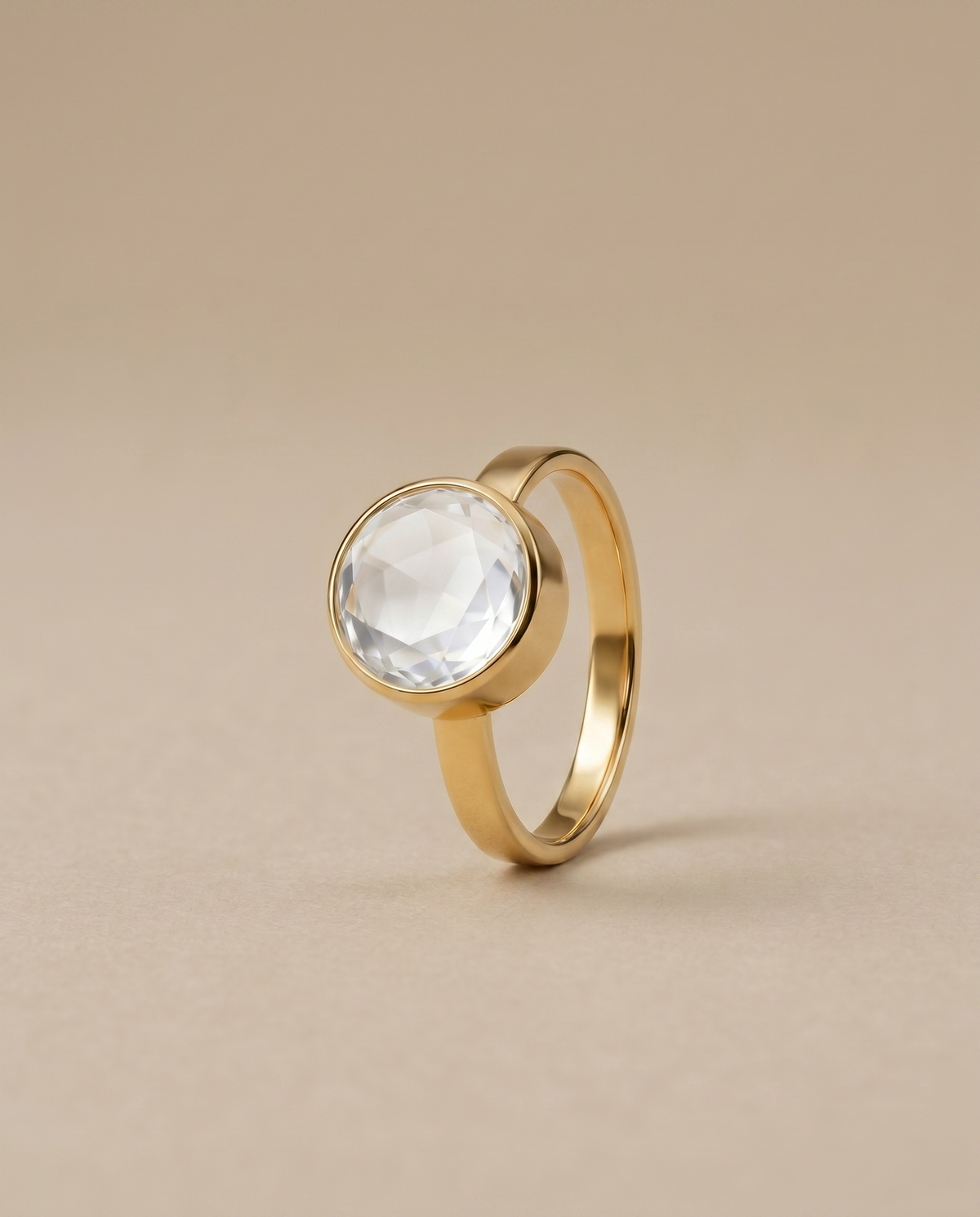 Kristal Facet Ring verguld