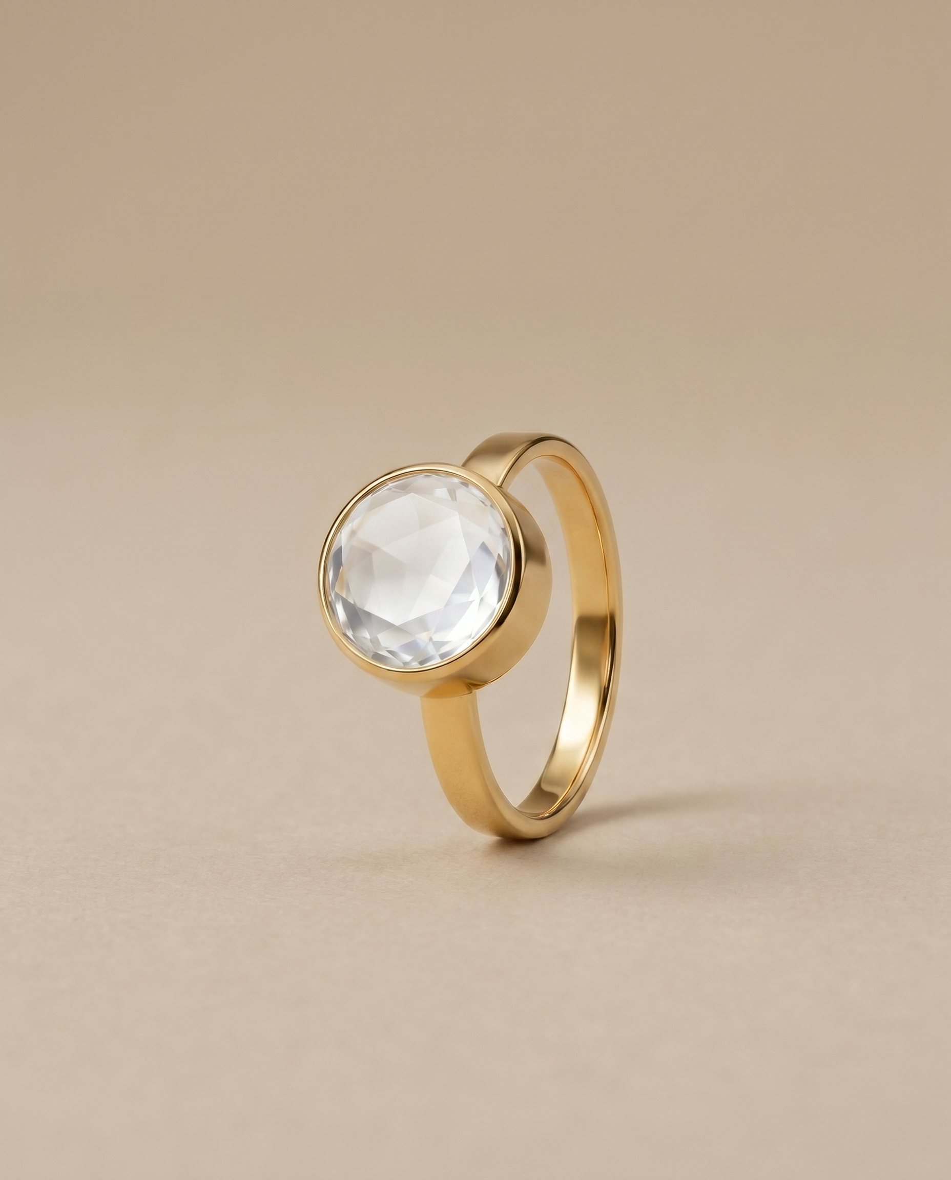 Kristal Facet Ring verguld