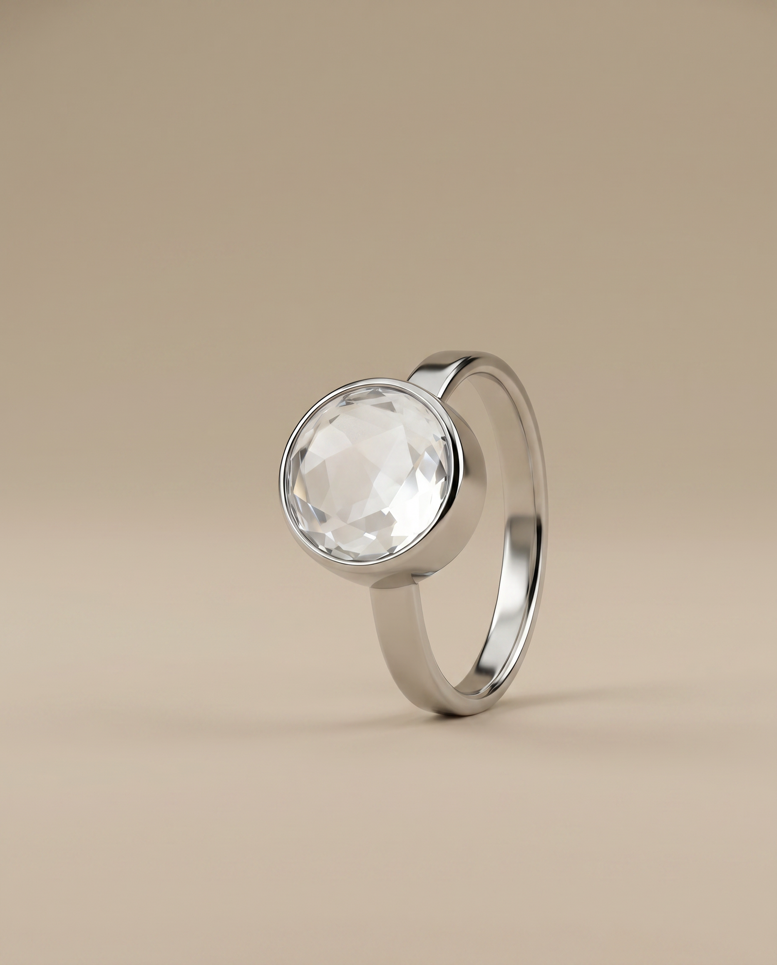 Kristal Facet Ring in edelstaal
