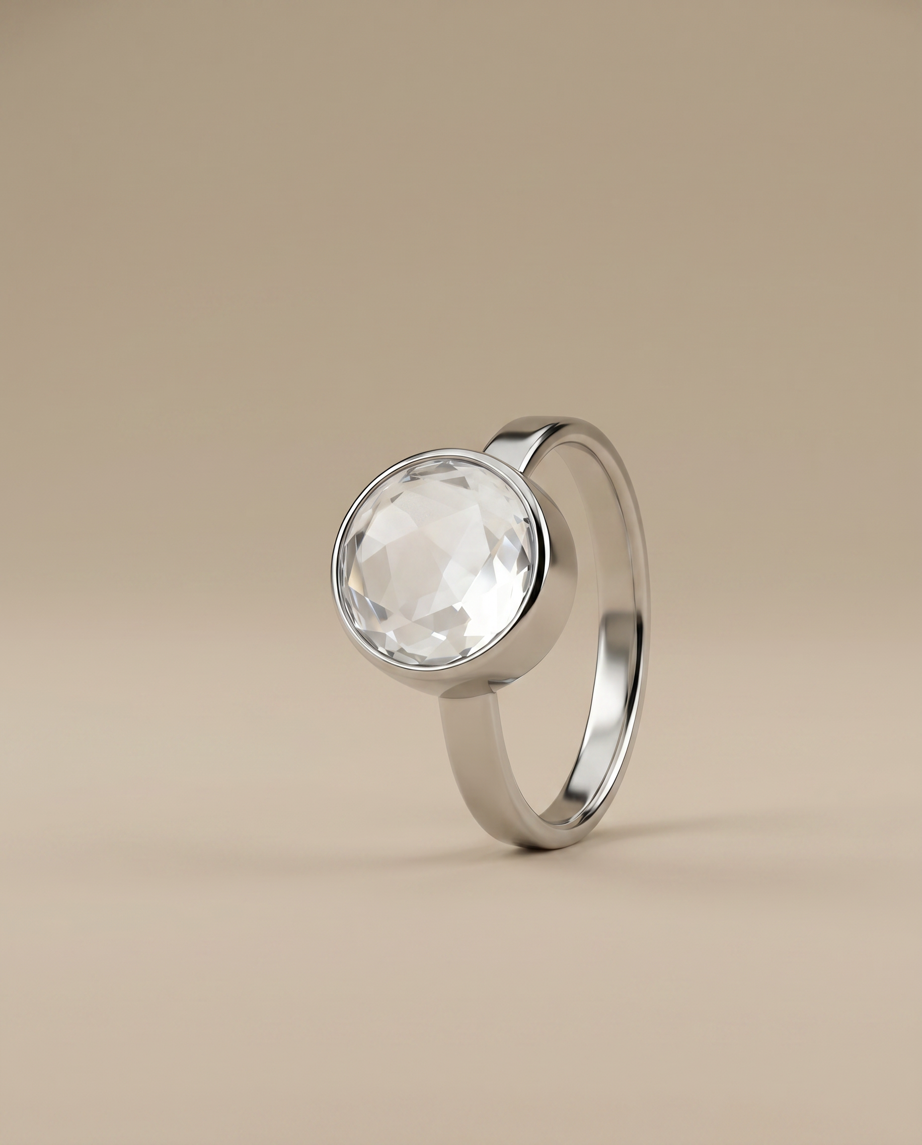 Kristal Facet Ring in edelstaal