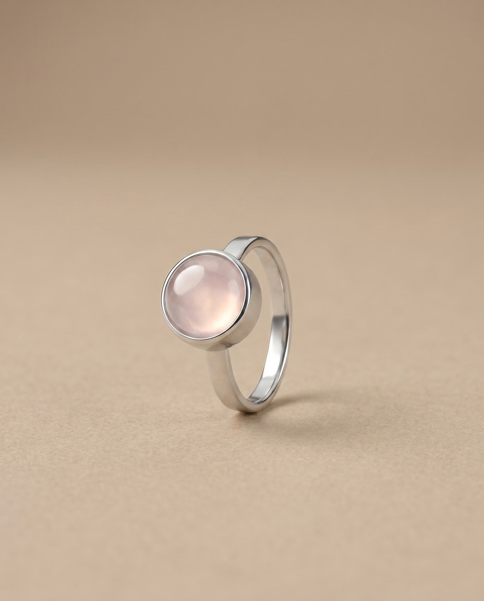 Rozenkwarts Ring in edelstaal