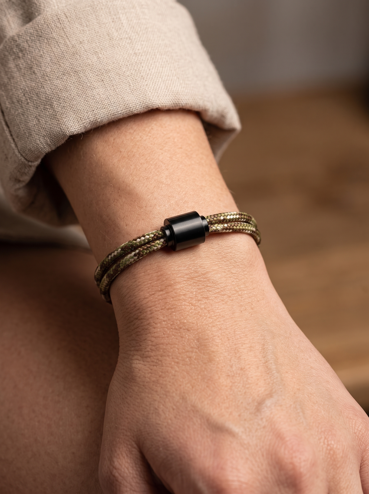 As armband heren Ever Free, zwart edelstaal – assieraad gedenkarmband