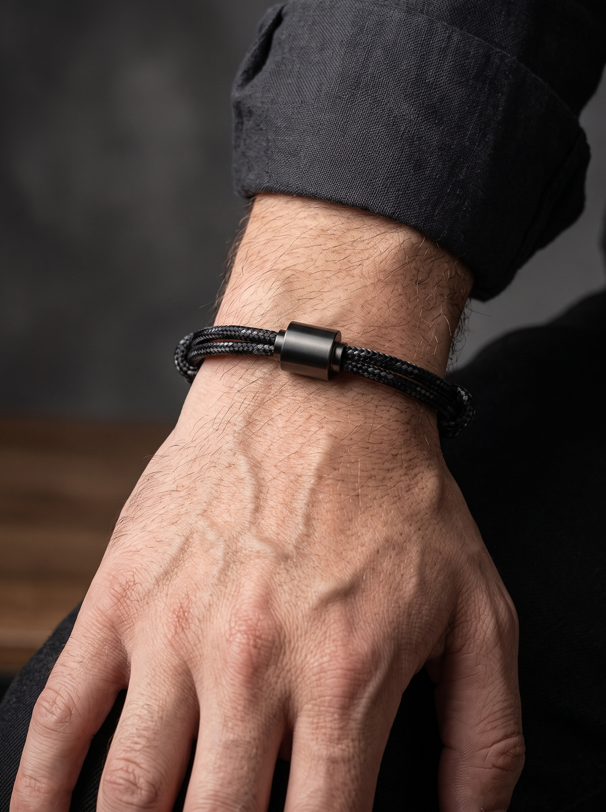 As armband heren Ever Pure, zwart edelstaal – assieraad gedenkarmband