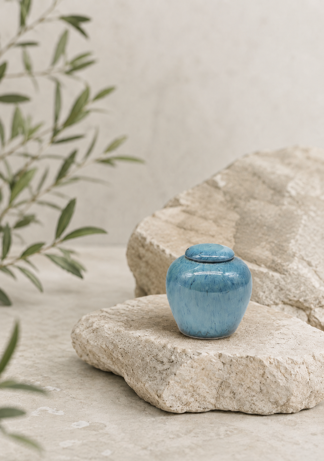 Mini keramieken urn Aqua – Amalfi, 200ml, handgemaakt door Manu Vanherp · Unica Terra, Brugge