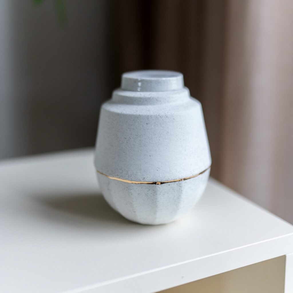 Kleine urn wit spikkel goud – Kuma (650ml)