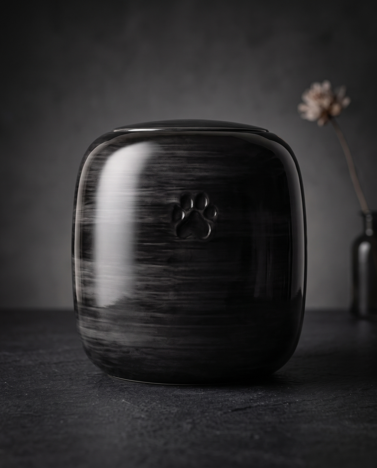 Urn voor dieren keramiek, diepzwart, AURA