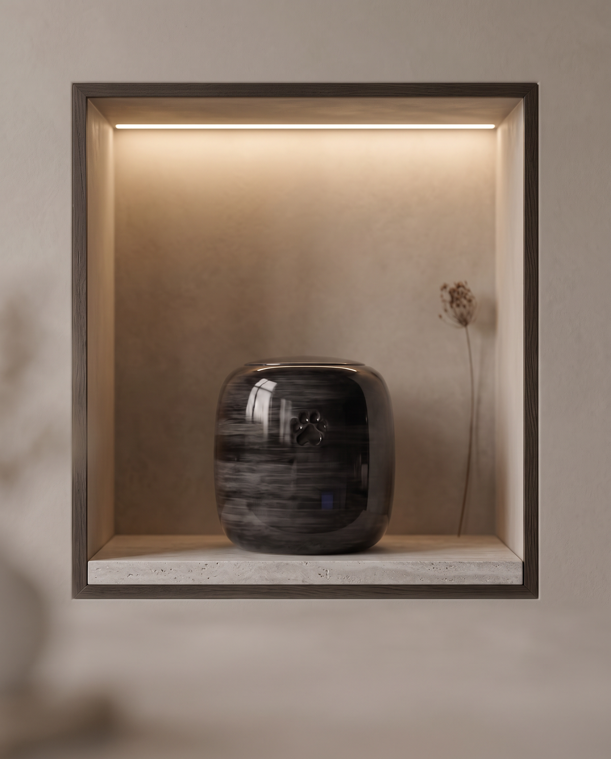 Urn voor dieren keramiek, diepzwart, AURA